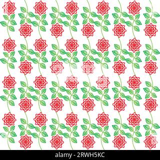 Motif abstrait sans couture avec silhouettes fleurs en noir et blanc. Fond monochrome à répétition florale. Texture d'impression sans fin. Conception de tissu. Illustration de Vecteur