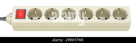 Parasurtenseur ou parasurtenseur. Une barre d'alimentation avec parasurtenseur intégré et plusieurs prises. Rendu 3D isolé sur fond blanc Banque D'Images