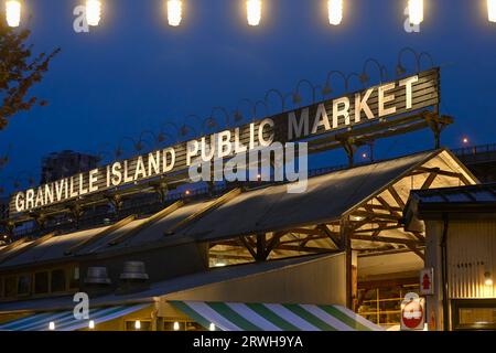 Enseigne du marché public de Granville Island, Granville Island, Vancouver, Colombie-Britannique, Canada Banque D'Images