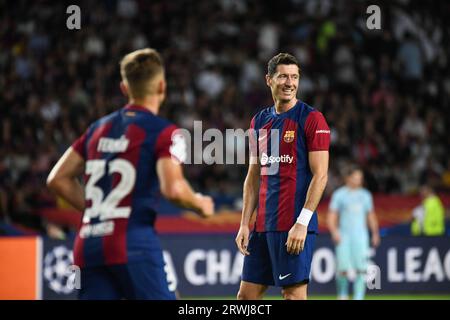 Barcelone, Espagne. 19 septembre 2023. BARCELONE, ESPAGNE - 19 SEPTEMBRE : Lewandowski réagit lors du match de l'UEFA Champions League entre le FC Barcelone et Anvers le 19 septembre 2023, au stade Montjuic de Barcelone, en Espagne. (Photo Sara Aribó/PxImages) crédit : PX Images/Alamy Live News Banque D'Images