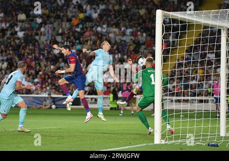 Barcelone, ESP. 19 septembre 2023. FC BARCELONE vs ROYAL ANTWERP 19 septembre 2023 lors du match entre le FC Barcelone et le Royal Antwerp correspondant à la phase de groupes de l'UEFA Champions League à l'Olimpic Stadium Lluis Companys de Montjuïc à Barcelone, Espagne. Crédit : Rosdemora/Alamy Live News Banque D'Images