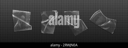 Etiquette autocollante en plastique transparente transparente à large conduit. Maquette vectorielle 3D de texture de papier réaliste adhésive. Gabarit de maquette de pièce de recouvrement de colle collante Illustration de Vecteur