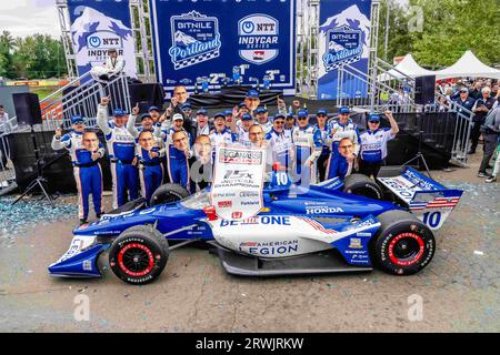 Portland, OREGON, États-Unis. 3 septembre 2023. ALEX PALOU (10 ans), pilote de la série INDYCAR, de Barcelone, en Espagne, remporte le Grand Prix de Portland Bitnile.com et remporte le championnat au Portland International Raceway à Portland, OREGON. (Image de crédit : © Walter G Arce SR Grindstone Medi/ASP) USAGE ÉDITORIAL SEULEMENT! Non destiné à UN USAGE commercial ! Banque D'Images