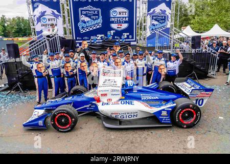 Portland, OREGON, États-Unis. 3 septembre 2023. ALEX PALOU (10 ans), pilote de la série INDYCAR, de Barcelone, en Espagne, remporte le Grand Prix de Portland Bitnile.com et remporte le championnat au Portland International Raceway à Portland, OREGON. (Image de crédit : © Walter G Arce SR Grindstone Medi/ASP) USAGE ÉDITORIAL SEULEMENT! Non destiné à UN USAGE commercial ! Banque D'Images