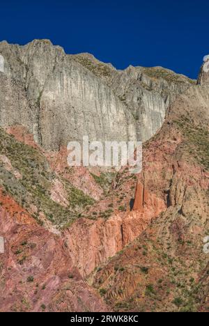 Falaises colorées dans la vallée Quebrada de Humahuaca en Argentine, province de Jujuy Banque D'Images