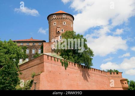 Les fortifications médiévales du château royal de Wawel à Cracovie, en Pologne Banque D'Images