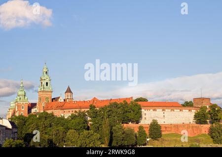 Le château royal de Wawel (polonais : Zamek Krolewski na Wawelu) monument médiéval à Cracovie, en Pologne, composition avec copyspace Banque D'Images