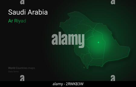 Carte créative de l'Arabie Saoudite. Carte politique. AR Riyad. Riyad. Capitale de l'Arabie Saoudite. Cartes des pays du monde série Glass Banque D'Images