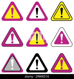 Ensemble de signes d'exclamation vectoriels. Collection de divers signes colorés Illustration de Vecteur