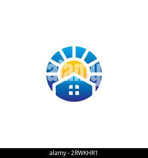 Logo énergie solaire conception simple. Logo Home Solar Illustration de Vecteur