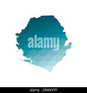 Icône d'illustration isolée vectorielle avec silhouette bleue simplifiée de la carte de Sierra Leone. Style géométrique polygonal. Fond blanc. Illustration de Vecteur