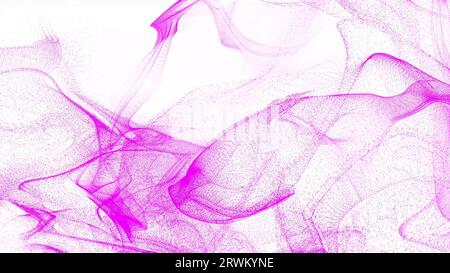 Ruisseaux roses et pois. Tissu satiné rose au ralenti sur fond blanc. Vague de particules. Fond abstrait pour texte publicitaire. Creative dyn Banque D'Images