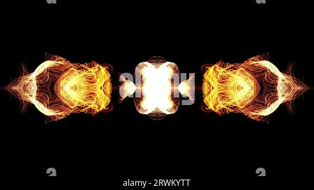 Le feu abstrait coule des flux. Flasma et particules se déplaçant dans un mouvement fluide. Particule s'écoulant avec le mouvement créant un plasma. Toile de fond pour publicité Banque D'Images