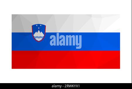Illustration isolée vectorielle. Drapeau national slovène avec des bandes de blanc, bleu, rouge et armoiries. Symbole officiel de la Slovénie. Design créatif Illustration de Vecteur