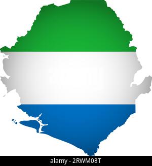Illustration avec drapeau national Sierra Leone avec forme simplifiée de cette carte (jpg). Ombre de volume sur la carte Illustration de Vecteur