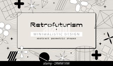 Bannière de rétrofuturisme, fond avec des formes géométriques abstraites. Modèle minimaliste rétro futuriste, illustration vectorielle Illustration de Vecteur