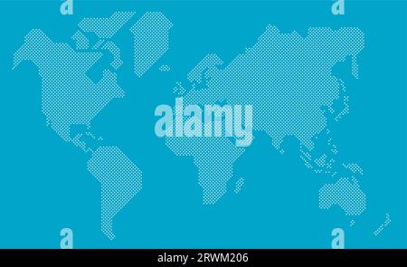 Carte du monde simplifiée dessinée avec des points ronds. Illustration vectorielle. Illustration de Vecteur