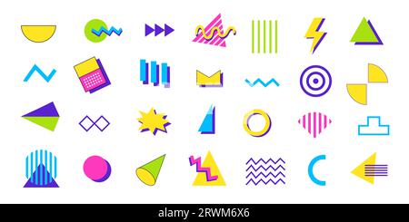 Formes géométriques vectorielles tendances 80s 1990s Set Illustration de Vecteur