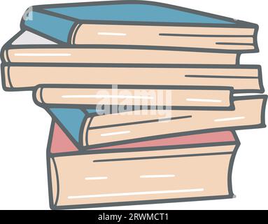 Pile de livres doodle dessin style illustration isolée Illustration de Vecteur