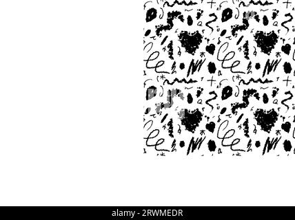 Vector illustration abstraite grunge emo punk rock noir et blanc fond sans couture pour la conception de tissu ou de t-shirt. Illustration de Vecteur