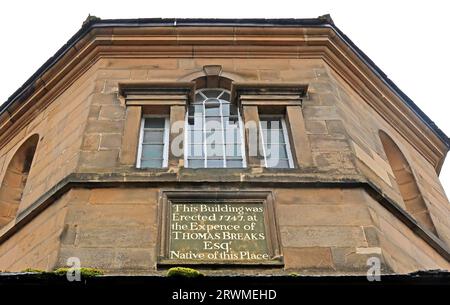 Inscription Buttercross au centre-ville du château de Barnard, comté de Durham, Angleterre, Royaume-Uni, DL12 8ND Banque D'Images