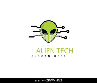 Modèle de vecteur de conception de logo Alien tech. Illustration vectorielle de concept de logo Alien. Illustration de Vecteur