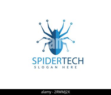 Modèle de vecteur de conception de logo Spider tech. Concept de conception de logo de technologie numérique. Illustration de Vecteur