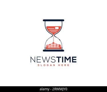 Modèle de conception de logo vectoriel HourGlass. Symbole heure de travail. Illustration vectorielle. News Time logo Design pour marque Illustration de Vecteur