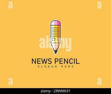 Conception d'illustration vectorielle de modèle de logo crayon. Icône vecteur crayon. Icône du logo créatif News Paper Pencil Illustration de Vecteur