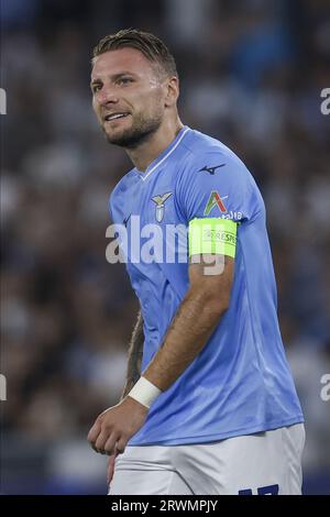 Rome, Italie. 19 septembre 2023. L'attaquant italien de Lazio, Ciro immobile, se présente lors du match de l'UEFA Champions League SS Lazio vs Atletico Madrid au stade Olimpico le 19 septembre 2023 à Rome. Crédit : Agence photo indépendante/Alamy Live News Banque D'Images