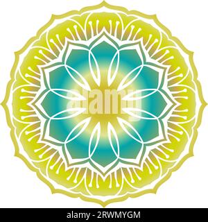 Fleur ronde de mandala lotus, élément de conception isolé pour imprimer sur T-shirt, textile, tatouage ou toute autre décoration, Vector illustration gradient radial Illustration de Vecteur