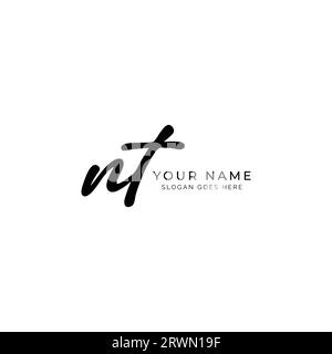 N, T, NT lettre initiale manuscrite et logo image vectorielle de signature Illustration de Vecteur