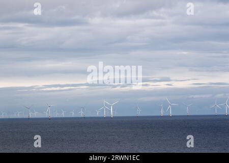 Parc éolien offshore Gwynt y Mor, pays de Galles Banque D'Images