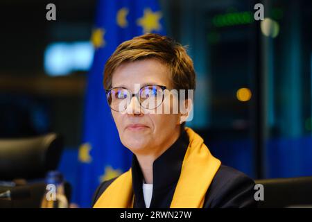 Bruxelles, Belgique. 20 septembre 2023. Claudia Buch, nommée à la présidence du Conseil de surveillance prudentielle de la BCE, lors de son audition au Parlement européen à Bruxelles, Belgique, le 20 septembre 2023. Crédit : ALEXANDROS MICHAILIDIS/Alamy Live News Banque D'Images