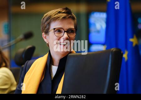 Bruxelles, Belgique. 20 septembre 2023. Claudia Buch, nommée à la présidence du Conseil de surveillance prudentielle de la BCE, lors de son audition au Parlement européen à Bruxelles, Belgique, le 20 septembre 2023. Crédit : ALEXANDROS MICHAILIDIS/Alamy Live News Banque D'Images