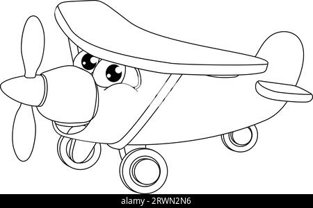 Avion Cartoon coloriage Book avion Illustration de Vecteur