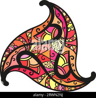 Ornement triangulaire abstrait, élément de conception isolé coloré dessiné à la main, illustration vectorielle Illustration de Vecteur