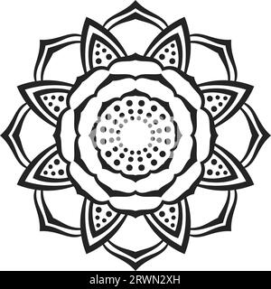 Mandala décorative ronde pour livre de coloriage, imprimé sur t-shirt ou textile, élément de design isolé, illustration vectorielle Illustration de Vecteur