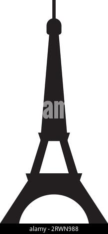 Simple dessin plat noir de la TOUR EIFFEL, PARIS Illustration de Vecteur
