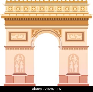 Dessin plat coloré simple de l'ARC de TRIOMPHE DE l'ÉTOILE, PARIS Illustration de Vecteur