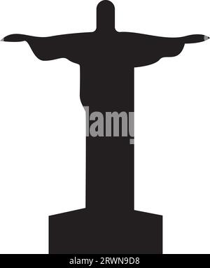 Dessin plat noir simple du CHRIST RÉDEMPTEUR, RIO DE JANEIRO Illustration de Vecteur