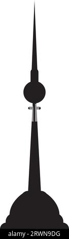 Dessin plat noir simple du BERLINER FERNSEHTURM, BERLIN Illustration de Vecteur
