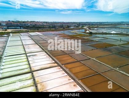 Extraction de sel marin dans la Ria d'Aveiro. Banque D'Images