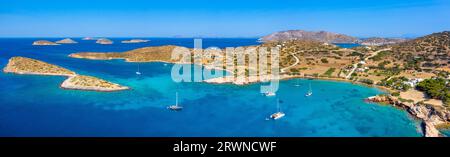 Plage de Katsadia sur l'île de Lipsi, Grèce Banque D'Images