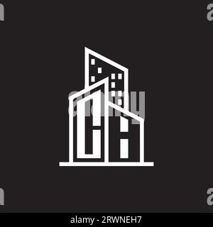Logo immobilier avec style de construction , vecteur stock de logo immobilier Illustration de Vecteur