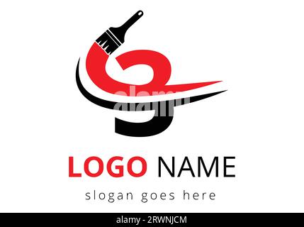 Modèle de conception de logo de pinceau lettre 3. Modèle initial de concept d'affiche de peinture Illustration de Vecteur