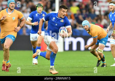 Nice, France. 20 septembre 2023. tommaso allan (italie) lors du match Italie vs Uruguay, coupe du monde de rugby à Nice, France, septembre 20 2023 crédit : Independent photo Agency/Alamy Live News Banque D'Images