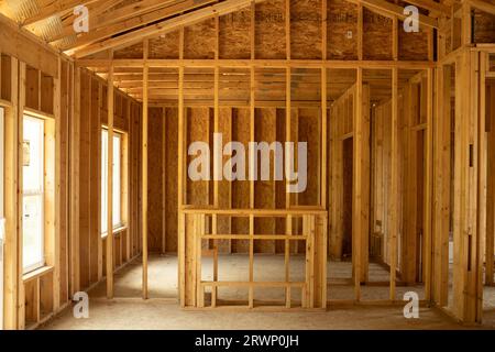 Vue intérieure d'une maison résidentielle en construction Banque D'Images