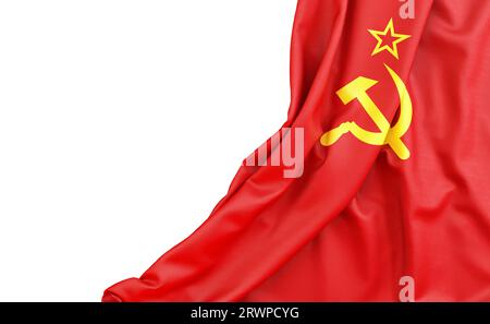 Drapeau de l'URSS avec espace vide sur la gauche. Isolé. Rendu 3D. Banque D'Images