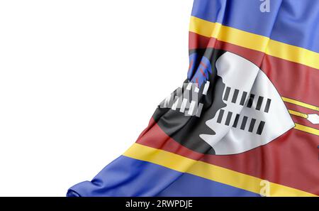 Drapeau de eSwatini (Swaziland) avec espace vide à gauche. Isolé. Rendu 3D. Banque D'Images